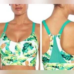 WILDFOX Sports Bra Tropical Pineapple Summer Mesh Size Small Yoga Gym Fit